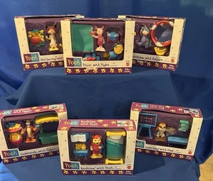 Mattel Winnie Pooh Friends Set BEDTIME WITH POOH Figure COMPLETE SET OF SIX NIB - Picture 1 of 10