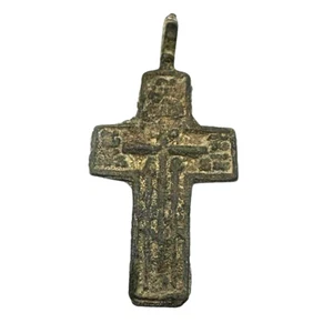 Antiker Bronze Kreuz Anhänger Kiewer Rus' Metallguss 10.-12. Jahrhundert n. Chr. - Bild 1 von 10