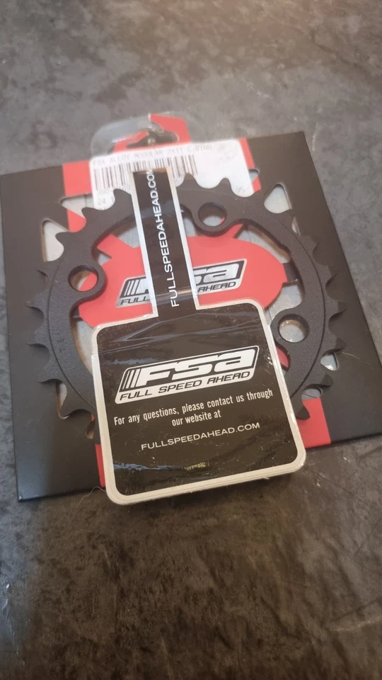 FSA 24 Teeth 68BCD 2x11 Speed Alloy Chain Ring - Shotblast Black - Image 1 of 3