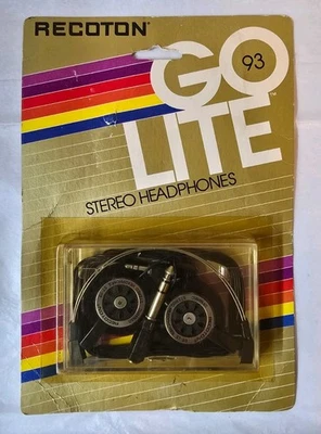 Auriculares estéreo Recoton Go Lite 93 1989 vintage nuevos caja sin abrir Foto 1 de 4