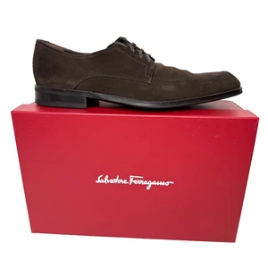 Zapatos Salvatore Ferragamo para Hombres Talla 11 D Riverdale Caffe Buc Gamuza Becerro Marrón - Imagen 1 de 8