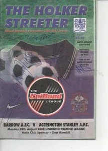 Barrow v Accrington Stanley 2000/01 Unibond Premier League plus autographs - Picture 1 of 3
