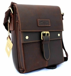 Bolso de hombro genuino vintage de cuero oscuro hombre iPad bolso de mano hombre/mujer - Imagen 1 de 9