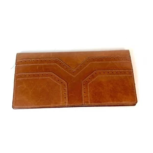 70s Yves Saint Laurent Wallet Bifold Clutch Sienna Cognac Amber Big Y Brown YSL - Picture 1 of 10
