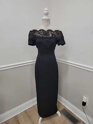 Винтажный дом Bianchi с плеча черный льняной оболочки платье с белой кружевной отделкой  - Изображение 1 из 4