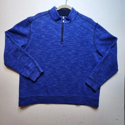 Paradise Collection Mens Sweater Large Blue Quarter Zip High Neck Cotton Blend - Image 1 of 4