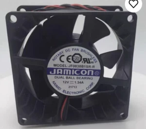 1PCS JAMICON Fan JF0838B1SR-R DC12V 1.34A 8038 8CM 2 wire power cooling fan@jia - Afbeelding 1 van 2