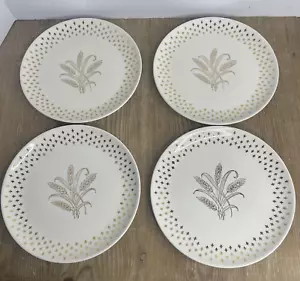 4er Set Vintage Homer Laughlin Golden Weizen Fleur de Lis Essteller 9,25 Zoll - Bild 1 von 8