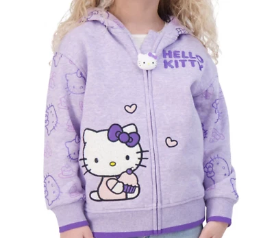 Hello Kitty Girls Hoodie Jacket Embroidered 4 5 4T Zipper Sweatshirt My Melody - Image 1 of 4