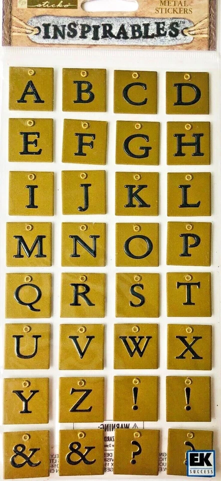 INSPIRABLES 尺寸黄金金属字母贴纸 EK 成功贴纸 全新 — 第 1/1 张图片