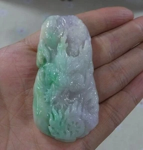 Cert'd Ciondolo Drago Giada Lavanda Verde Giadeite Naturale Tipo A 6671 - Foto 1 di 7