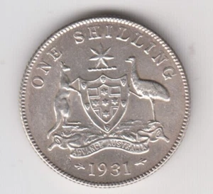 Coin Australia 1931 silver 1/- shilling in almost uncirculated condition - Imagen 1 de 2
