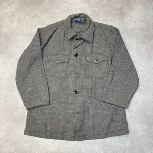 Pendleton Over Shirt Mens Medium 60s Vintage Wool Check Mackinshaw Jacket, Grey - Picture 1 of 10