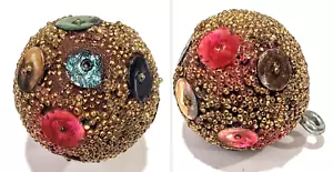Vintage Ball Button ~ Some Type of Plastic w Coraline and Sequins, Medium Size - Picture 1 of 5