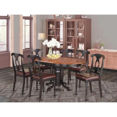 7  PC  with  Pedestal  Oval  Dining  Table  and  6  Dining  Chairs. - Image 1 of 4