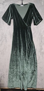 Baltic Born Dress Womens Large Green Velvet Maxi Wrap Formal Elegant Holiday - Picture 1 of 12