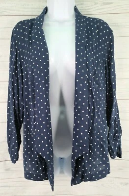 Кардиган Maurices XXL с открытой передней частью темно-синий в горошек асимметричный с защемленным рукавом - Изображение 1 из 4