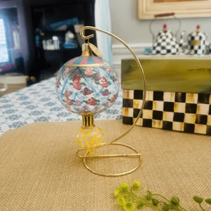 Mackenzie-Childs Vintage Circus Rose Arbor Double Drop Blown Glass Ornament - Picture 1 of 9