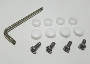 BMW SECURITY Anti Theft Auto License Plate Screws Stainless bolts WHITE Caps WR - Picture 1 of 3