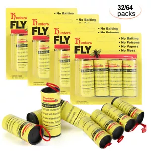 64 INSECT BUG FLY GLUE PAPER CATCHER TRAP RIBBON TAPE STRIP STICKY FLIES ROLLS - Picture 1 of 12