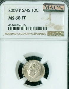 2009 P ROOSEVELT DIME NGC MS68 FT SMS PQ 2ND FINEST GRADE MAC SPOTLESS . - Picture 1 of 2