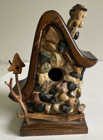 Stone Wood Bird House Milt &Pat Haa Handcrafted 7.5" Mother Goose Home Decor USA Cover