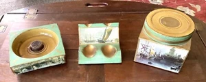 Vintage Pipe Smoking Set, 50s/60s Pipe Holder, Ashtray & Humidor-Italy Free Ship - Picture 1 of 9