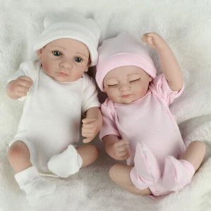 Bambole Reborn realistiche mini gemelli neonati corpo intero vinile silicone regalo carino - Foto 1 di 8