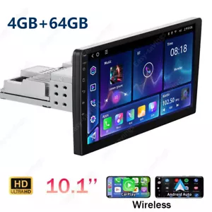 4G+64G 10'' Single 1 DIN Carplay Android 13 Car Stereo Radio GPS WIFI Bluetooth - Picture 1 of 18