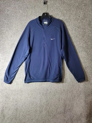 Pullover Nike Therma Fit para hombre grande 1/4 cremallera cuello falso azul polar Foto 1 de 4
