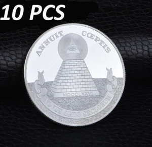 10PCS USA Collect Plated Silver Masonic Coin Commemorative Badge - Picture 1 of 5