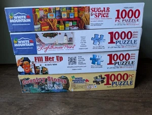 Lot 4 White Mountain 1000 Pc Puzzles ALL MISSING PIECES Country Stores Fill Her - Picture 1 of 24