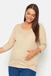 BUMP IT UP MATERNITY Curve Plus Size White Ribbed Popper Fastening Top - Picture 1 of 19
