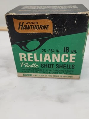 Ward's Hawthorne Reliance Plastic Shot Shells 16 Gauge Empty Box - Image 1 of 4