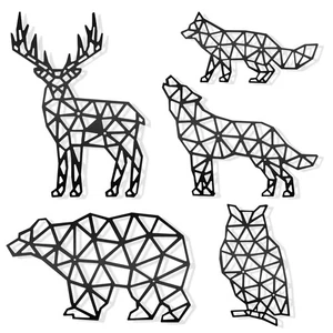 Metal Farmhouse Decor, Set of 5 Wall Art with Bear, Wolf, Fox, Owl, Deer - Bild 1 von 9