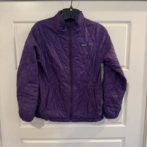 Patagonia Puffer Thin Jacket Purple Girl PermaLoft Full Zip Sz Kid’s Large (12) - Picture 1 of 3