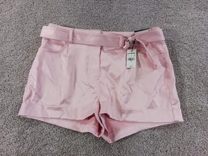 Express Größe 8 Damenshorts rosa Gürtel mittelhoher Bund Polyestermischung neu ohne Etikett - Bild 1 von 14