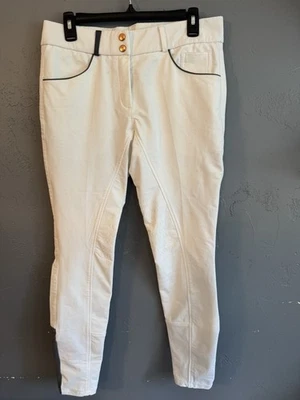 Pantalones ecuestres de equitación unisex Gutos talla 28 blancos con detalles grises cremallera dorada Foto 1 de 4