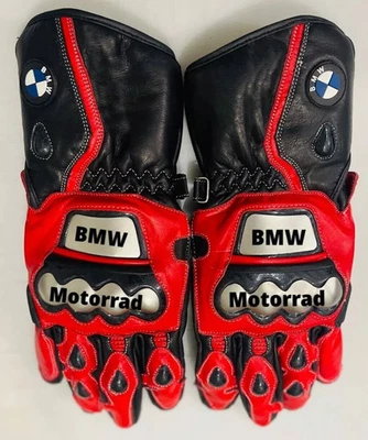 Guantes de carreras de cuero para motocicletas BMW Guantes deportivos para motociclistas CE Foto 1 de 2