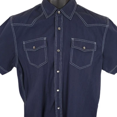 Camisa Western Dukes Bark Para Hombre Talla Mediana Azul Perla Botones a Presión Foto 1 de 4