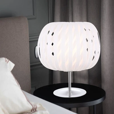 Tavolo Lampada Notte Luce Bianco Cromo Ottica Tondo Cucina Corridoio di Lettura - Immagine 1 di 4