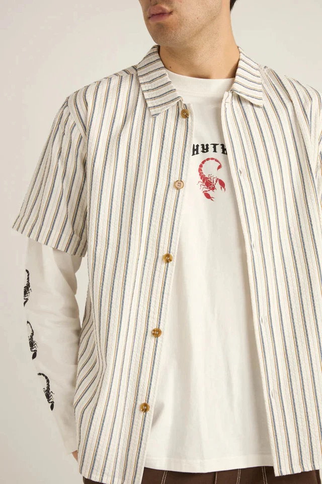 Camisa de manga corta a rayas Rhythm Seersucker para hombre Foto 1 de 4