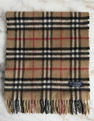 AUTH BURBERRY LONDON CHECK WOOL CASHMERE  SCARF 12" X 60 NWOT Foto 1 de 4