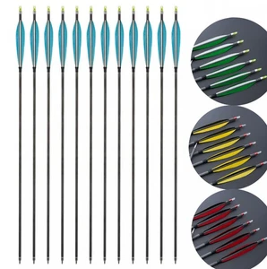 Tiro con Arco 30"" Carbono Flecha Columna 350 6" Plumas de Pavo Arco Recurvo Caza Disparo - Imagen 1 de 29