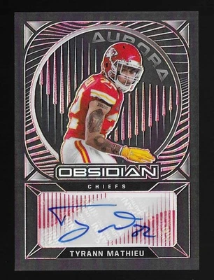 Tyrann Mathieu 2021 Panini Obsidian Autograph Aurora Pink Etch Prizm #2/3 Chiefs - Image 1 of 2