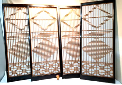 Vintage Japanese Shoji Sliding Door Window Panels Decorative x 4 Screen #13 - image 1 of 4