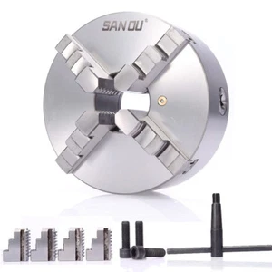 4 Jaw Lathe Chuck 80mm 100mm 125mm 130/160mm CNC Drilling Milling 1600-4000r/min - Picture 1 of 7