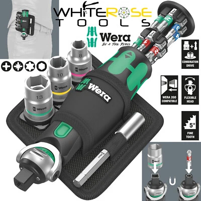 Wera Compact Screwdriver Socket Wrench Zyklop Pocket Set 2 18pc 8009 3/8in Drive - Image 1 of 4