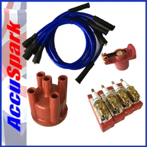 Ford Pinto Accuspark Spark Plugs ,Cap+Red Rotor+BLUE leads For Bosch (Cold) - Picture 1 of 9