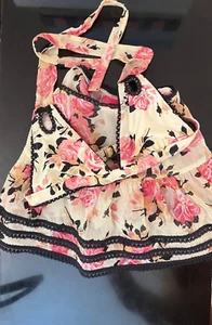 Betsey Johnson Vintage S Gypsy Rose Mesh Ruffle Skirt & Swim Triangle Bikini Top - Picture 1 of 23
